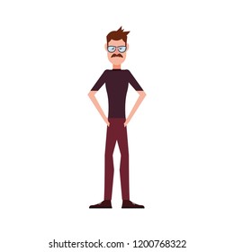 man character standing on white background