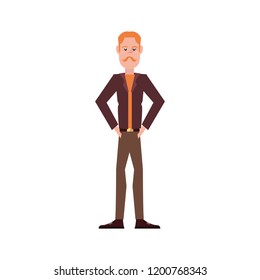 man character standing on white background
