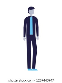 man character standing on white background