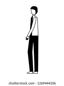 man character standing on white background