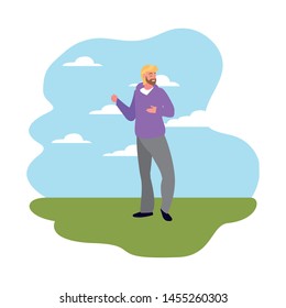 man character standing sky background