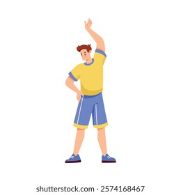 Man Character Stretching Body Do Sport and Physical Activity Vector Illustration