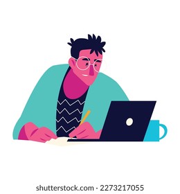 man character studying isolated icon