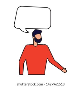man character talk bubble on white background vector illustration