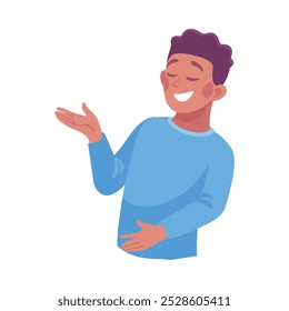 Man Character Talking to Somebody with Gesture Vector Illustration