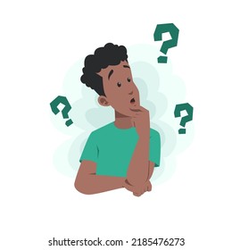man character thinking with question marks