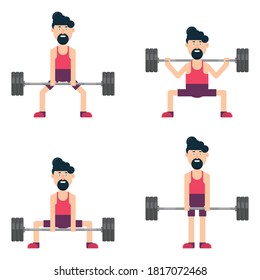 Man character training at the gym vector illustration