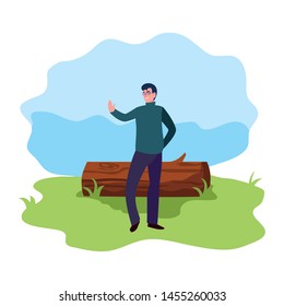man character with trunk landscape