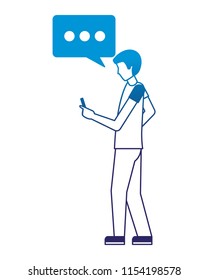 man character using smartphone device