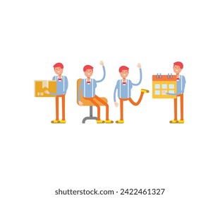 man character in various poses vector illustration