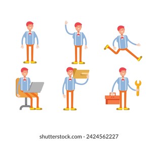 man character in various poses vector illustration