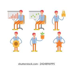 man character in various poses vector illustration