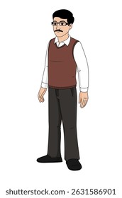 Man Character Vector Design, Indian Father Character Design, Cartoon Man Illustration