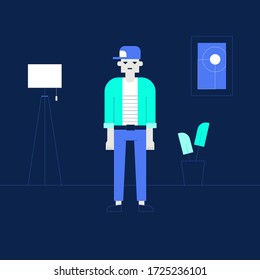 Man character. Vector flat illustration design concept on dark background. Bad boy vector illustration.