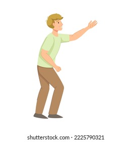 Man Character Walking Forward Pursuing Goal Having Ambition Vector Illustration