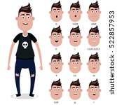 Man character for your scenes.Character ready for animation. Funny cartoon.Vector illustration isolated on white background. Set for character speaks animations.