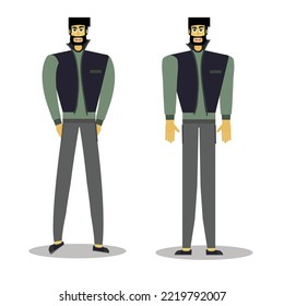 personajes de hombre de pie con sonrisa