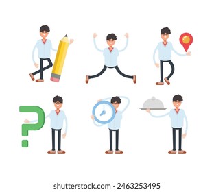 man characters in various poses vector illustration