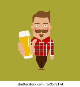 Man charcter with cider beer drink