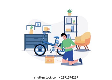 Man Charges The Electric Bike At Home