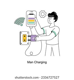 Man Charging Flat Style Design Vector illustration. Stock illustration