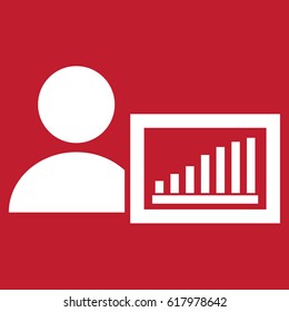 Man and chart icon on red background