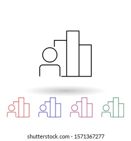Man chart multi color icon. Simple glyph, flat vector of profit icons for ui and ux, website or mobile application