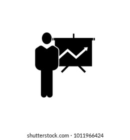 man with a chart presentation icon. Element of finance for mobile concept and web apps. Illustration icon for website design and development, app development. Premium icon on white background