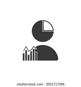 man, charts icon in finance analysis set