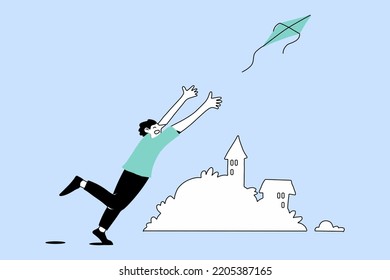 Man Chasing a Flying Kite