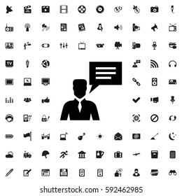 man with chat bubblle icon illustration isolated vector sign symbol Media icons vector set.