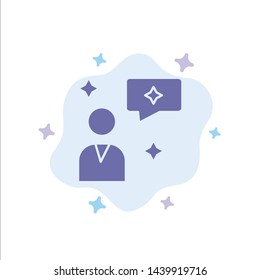 Man Chat, Chatting, Interface Blue Icon on Abstract Cloud Background
