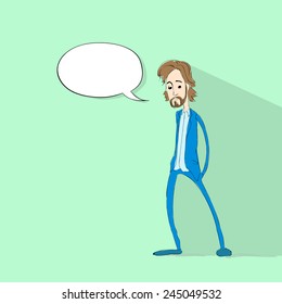 man chat communication social network color flat icon design vector illustration
