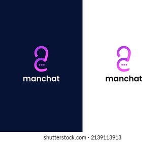 man with chat logo design template