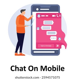 Man Chat on mobileVector Illustration Which can easily modify or edit Which can easily modify or edit
