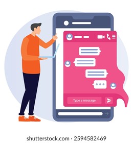 Man Chat on mobileVector Illustration Which can easily modify or edit Which can easily modify or edit

