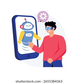 Homem chatbot com óculos VR Ilustrações estilo conceito. Arquivo EPS 10  