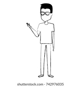 man chatting with smartphone