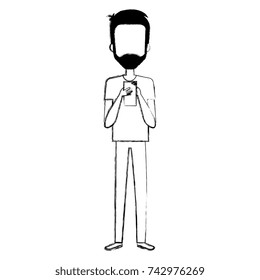 man chatting with smartphone