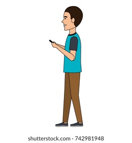 man chatting with smartphone