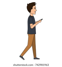 man chatting with smartphone