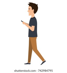 man chatting with smartphone