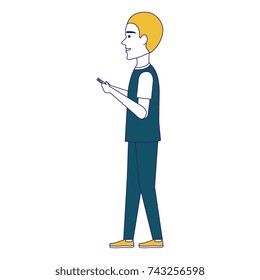 man chatting with smartphone