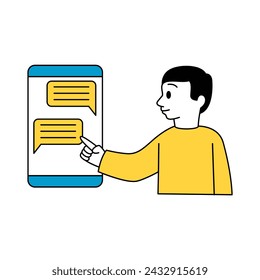 Man is chatting using a smartphone