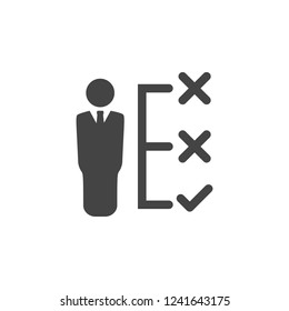 man, check, cross icon. Element of business plannin icon. Glyph icon for website design and development, app development. Premium icon