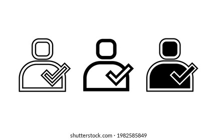 Man with check mark icon. People icon. Can be used for advertising and banner purposes. Can be used for apps. Vector EPS 10.