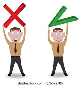 man with check mark. Vector illustration.