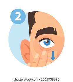 Man checking contact lenses position