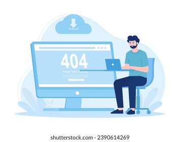 A man is checking a device for repairs trending concept flat illustration