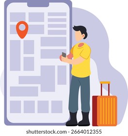 Man checking location on phone illustration